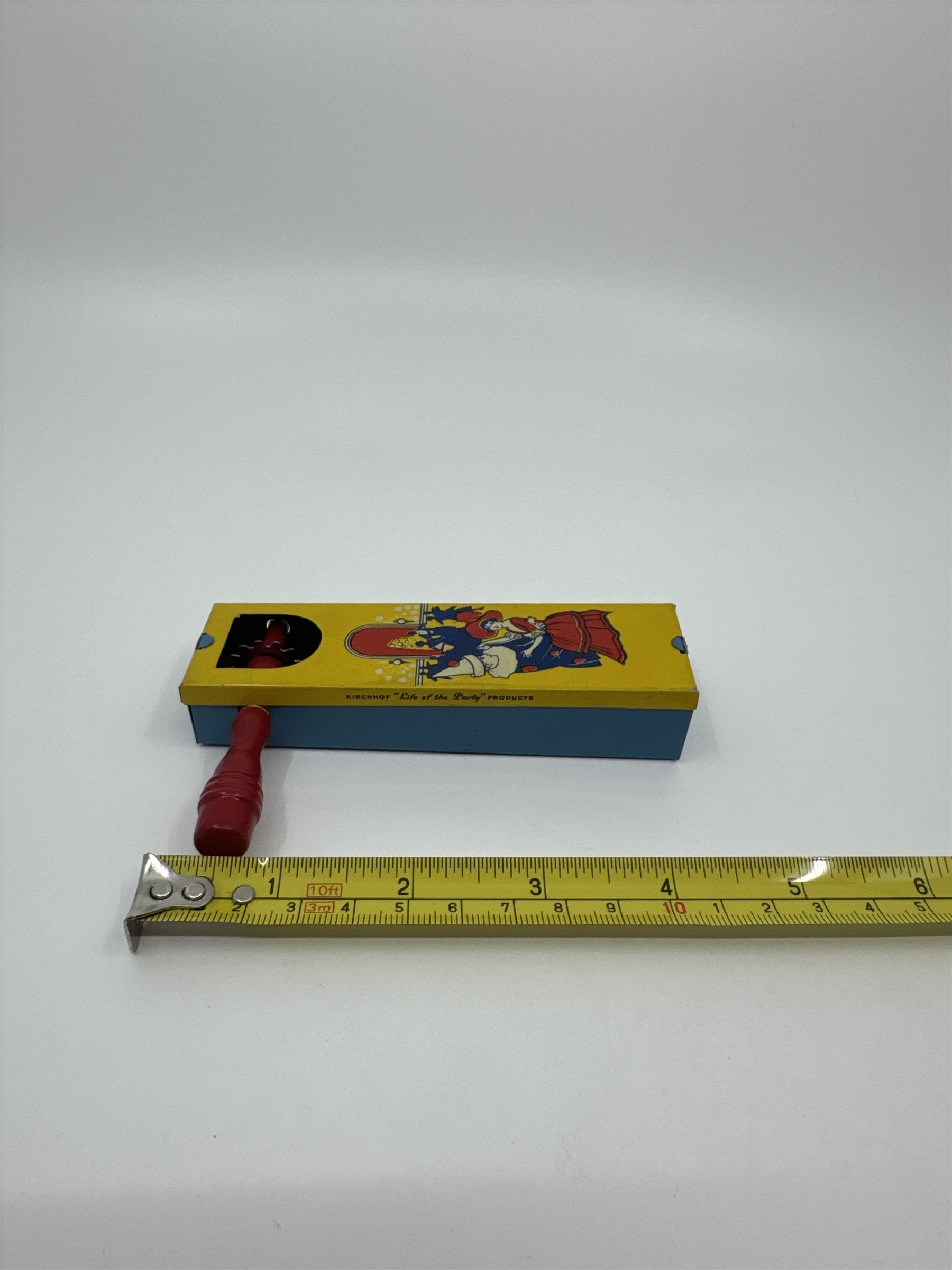 Kirchhof 1950s Tin Litho Winding Noisemaker Newark NJ USA Dancers /w Clown Ball