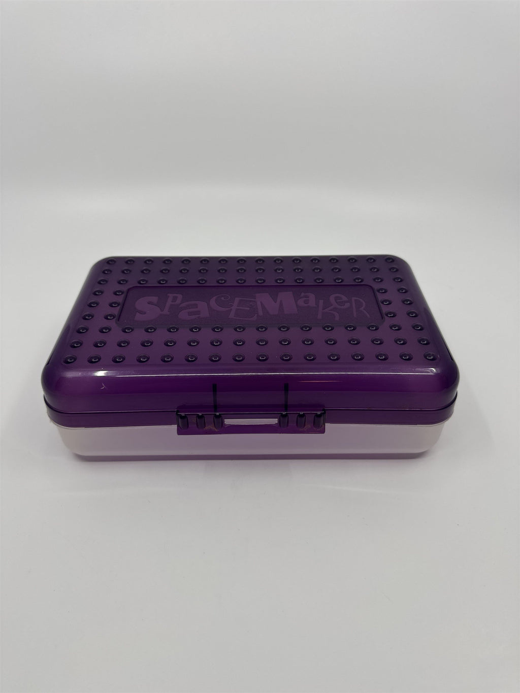 Vintage Spacemaker Pencil Box w Hatch Latching Lid Newell Office Products PURPLE
