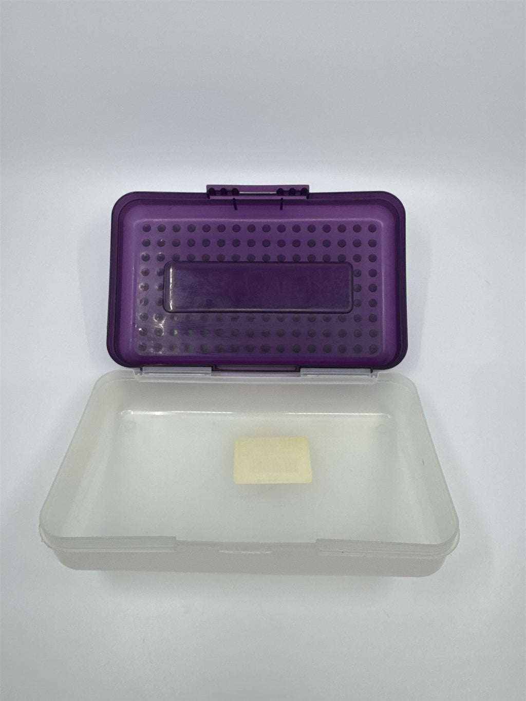 Vintage Spacemaker Pencil Box w Hatch Latching Lid Newell Office Products PURPLE