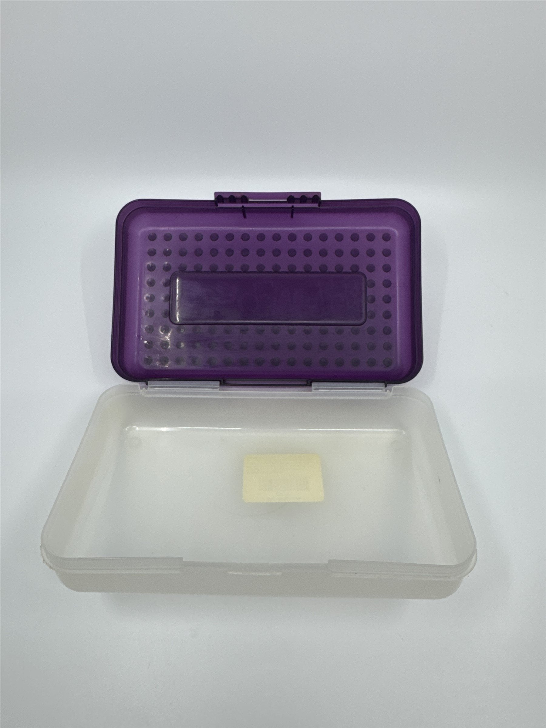 Vintage Spacemaker Pencil Box w Hatch Latching Lid Newell Office Products PURPLE