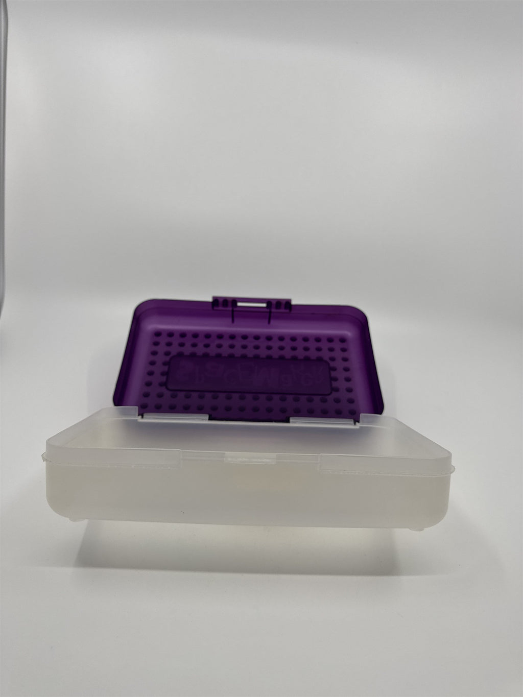 Vintage Spacemaker Pencil Box w Hatch Latching Lid Newell Office Products PURPLE