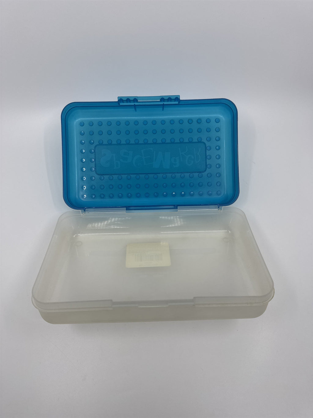 Vintage Spacemaker Pencil Box w Hatch Latching Lid Newell Office Products BLUE