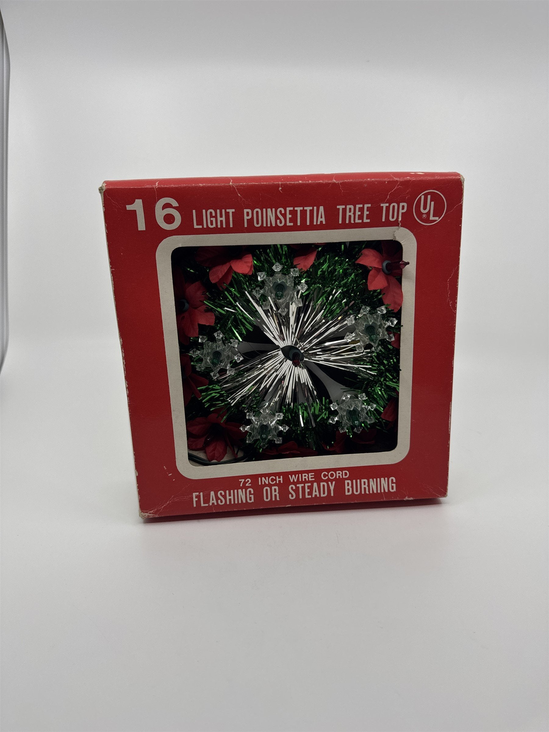 Vintage House of Lloyd Christmas Poinsettia 16 Light Tree Topper in Box 72" Cord