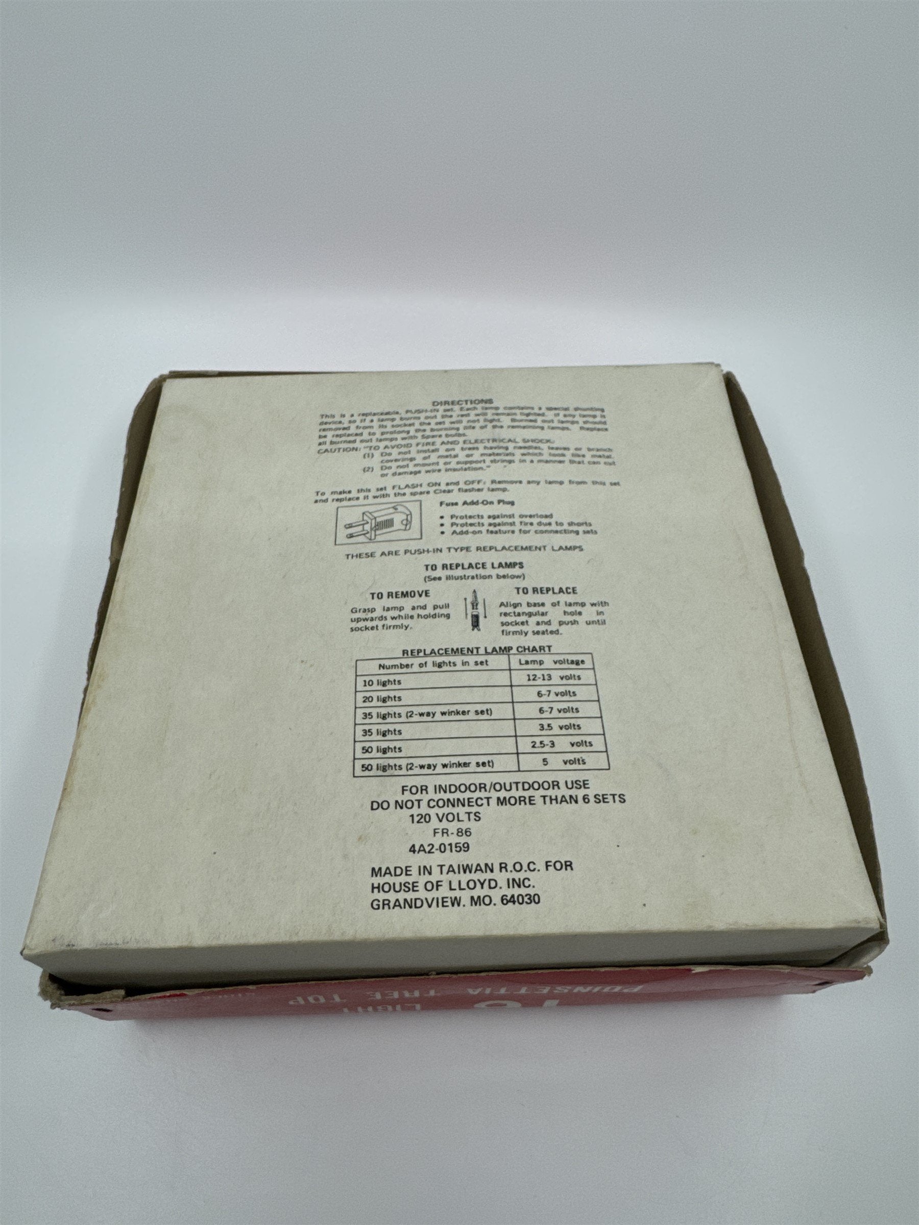 Vintage House of Lloyd Christmas Poinsettia 16 Light Tree Topper in Box 72" Cord