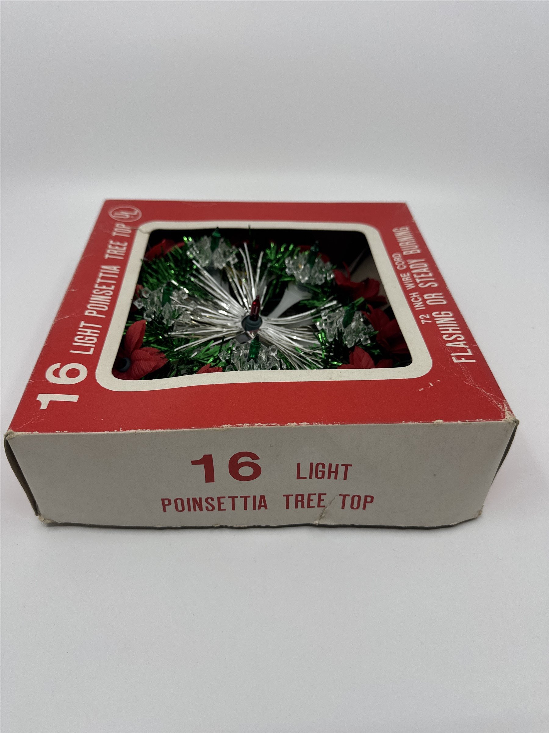 Vintage House of Lloyd Christmas Poinsettia 16 Light Tree Topper in Box 72" Cord