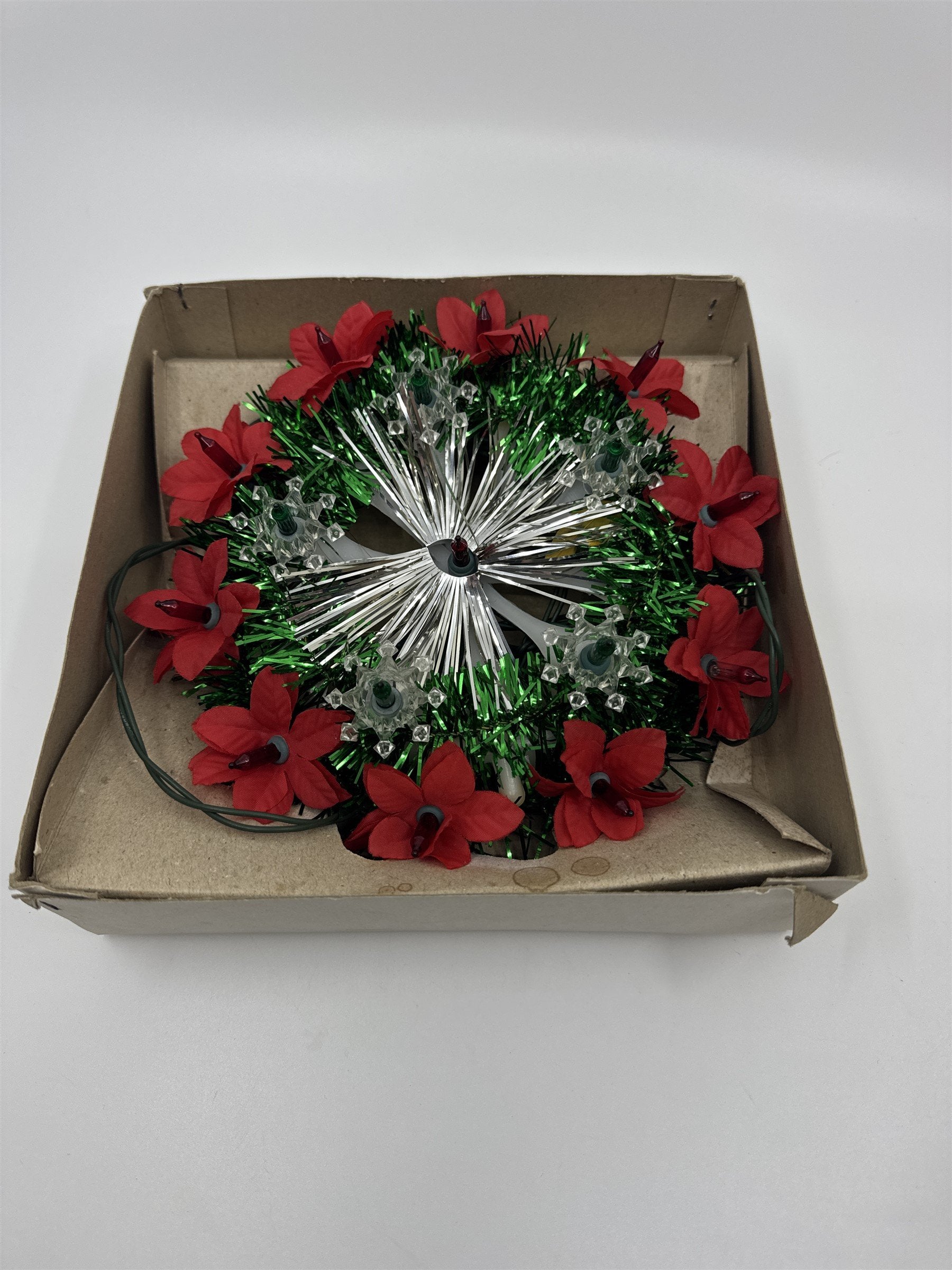 Vintage House of Lloyd Christmas Poinsettia 16 Light Tree Topper in Box 72" Cord
