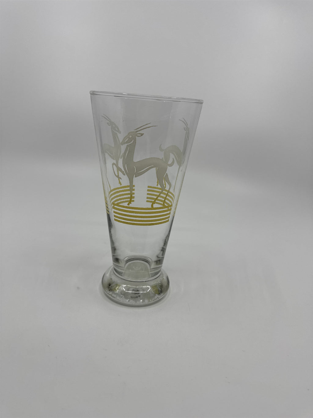 Vintage MCM Hazel Atlas Pilsner Gazelle 6 Iced Tea Highball Tumbler Glass YELLOW
