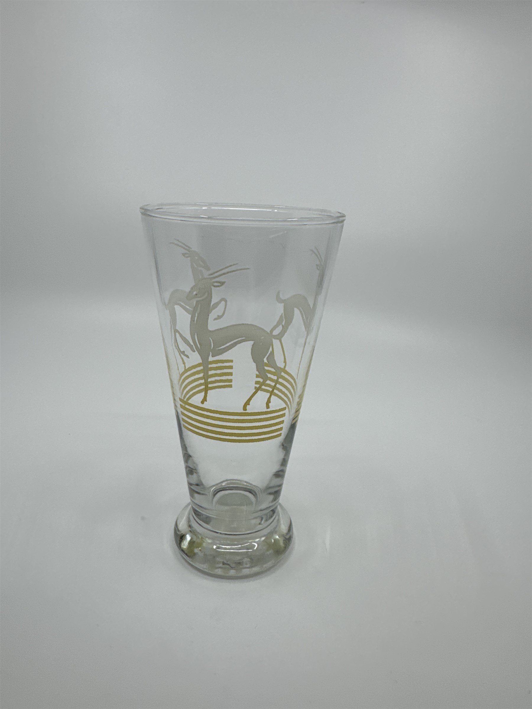 Vintage MCM Hazel Atlas Pilsner Gazelle 6 Iced Tea Highball Tumbler Glass YELLOW