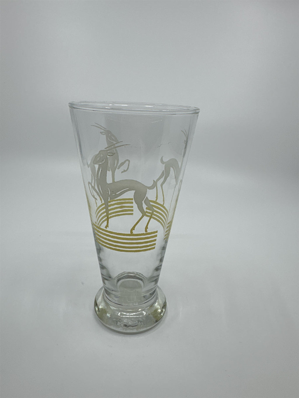 Vintage MCM Hazel Atlas Pilsner Gazelle 6 Iced Tea Highball Tumbler Glass YELLOW