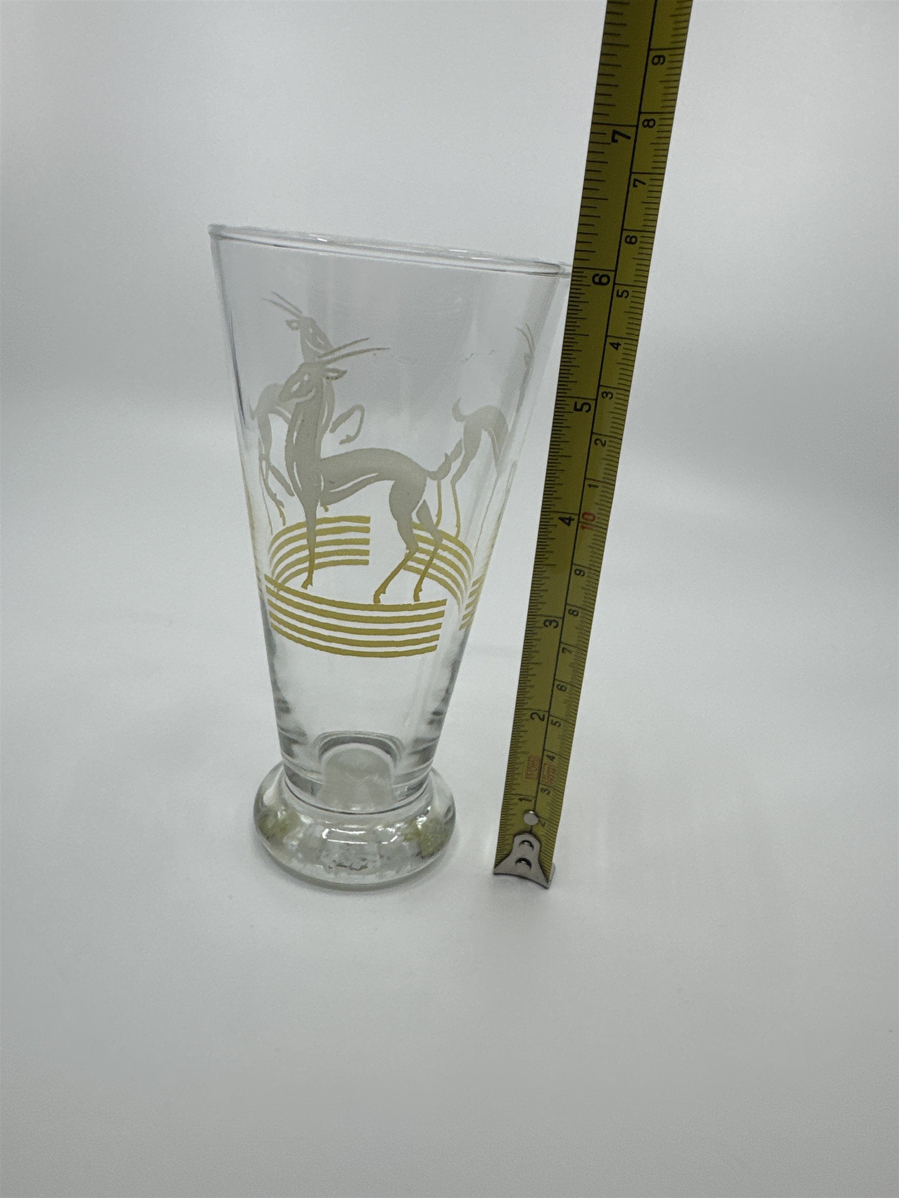 Vintage MCM Hazel Atlas Pilsner Gazelle 6 Iced Tea Highball Tumbler Glass YELLOW