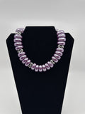 Vintage Metallic Purple Faux Stone and Silver Beads Necklace Choker