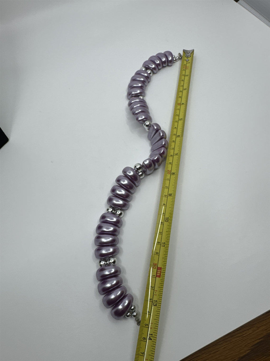 Vintage Metallic Purple Faux Stone and Silver Beads Necklace Choker