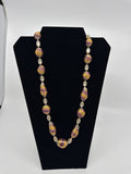 Vintage JAPAN White Lucite Shiny Threaded Balls Lanterns Necklace w Button Clasp