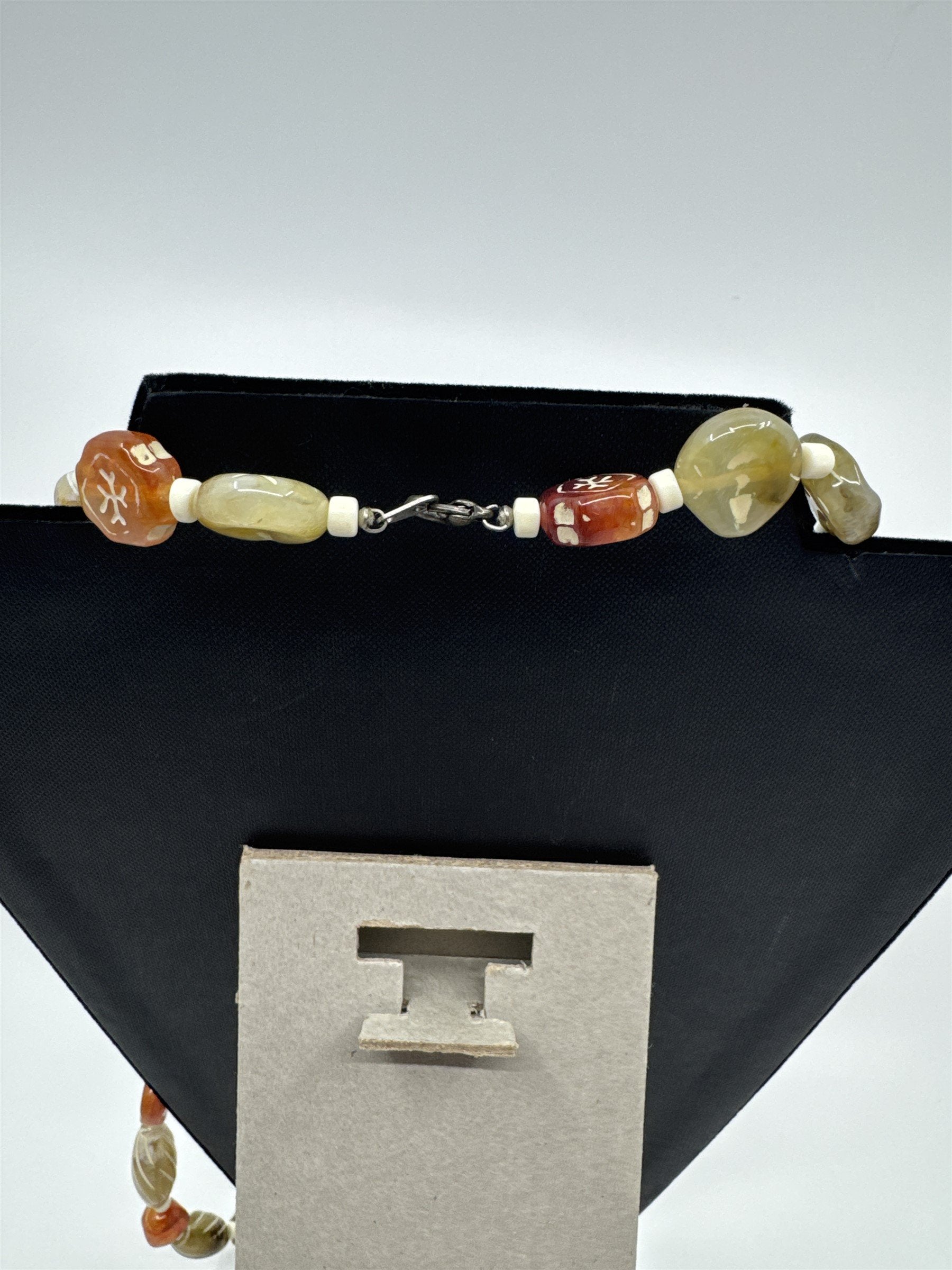 Vintage Multicolored Symbols Hard Plastic Beaded Necklace Acrylic Lucite?