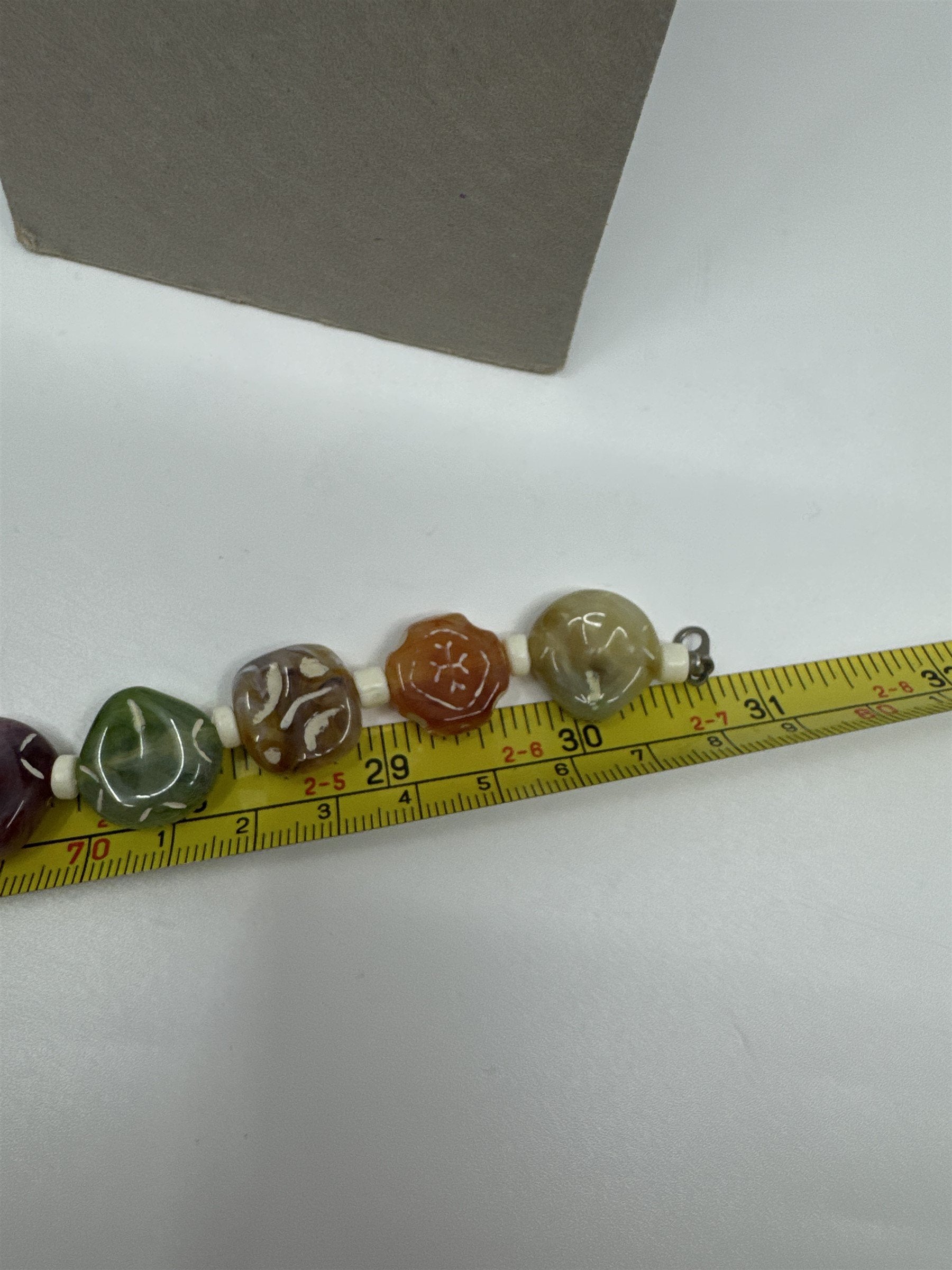 Vintage Multicolored Symbols Hard Plastic Beaded Necklace Acrylic Lucite?