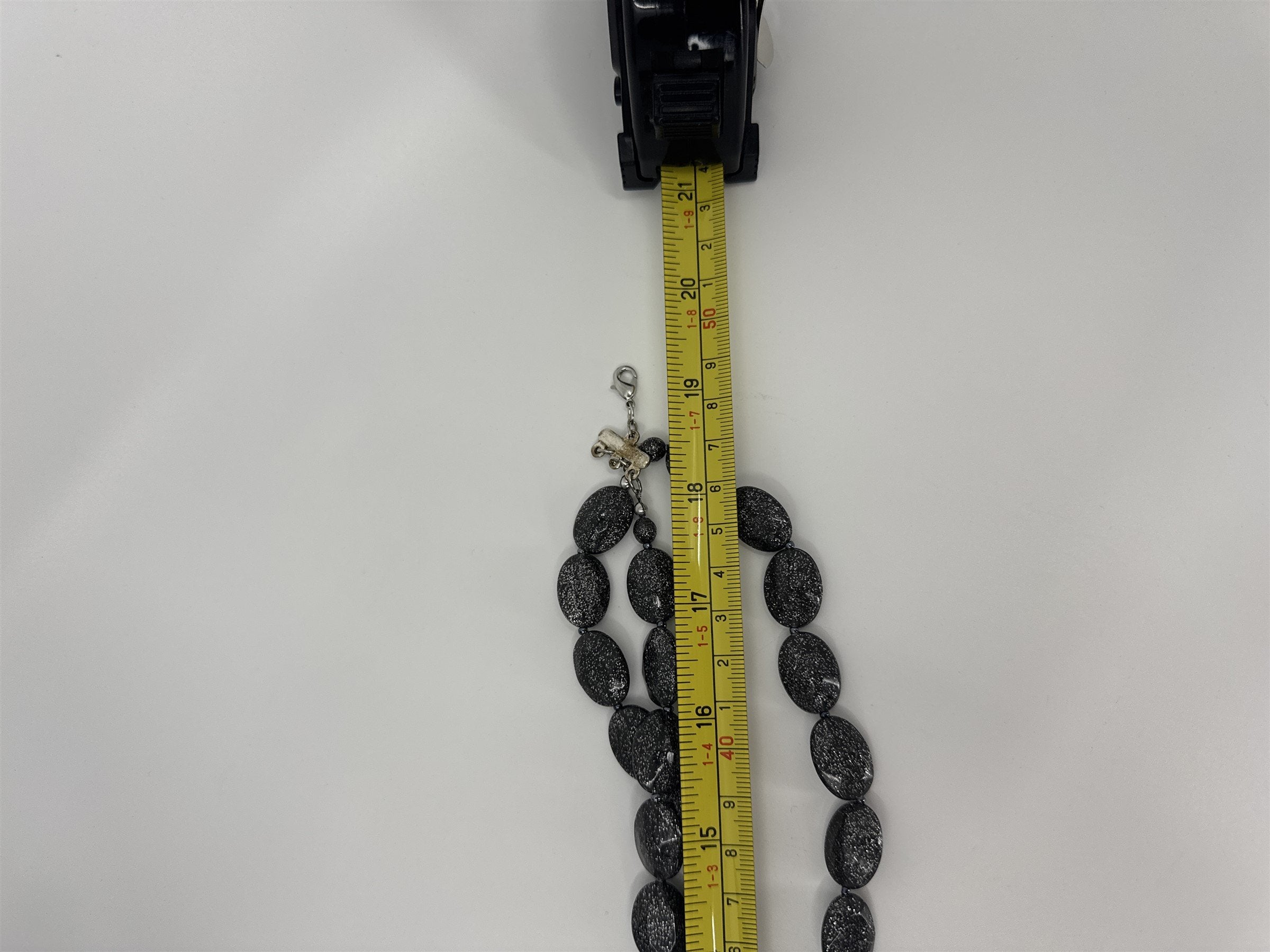 Vintage Grey Faux Stone Sparkle Glitter Necklace /w Three Strands Unsigned