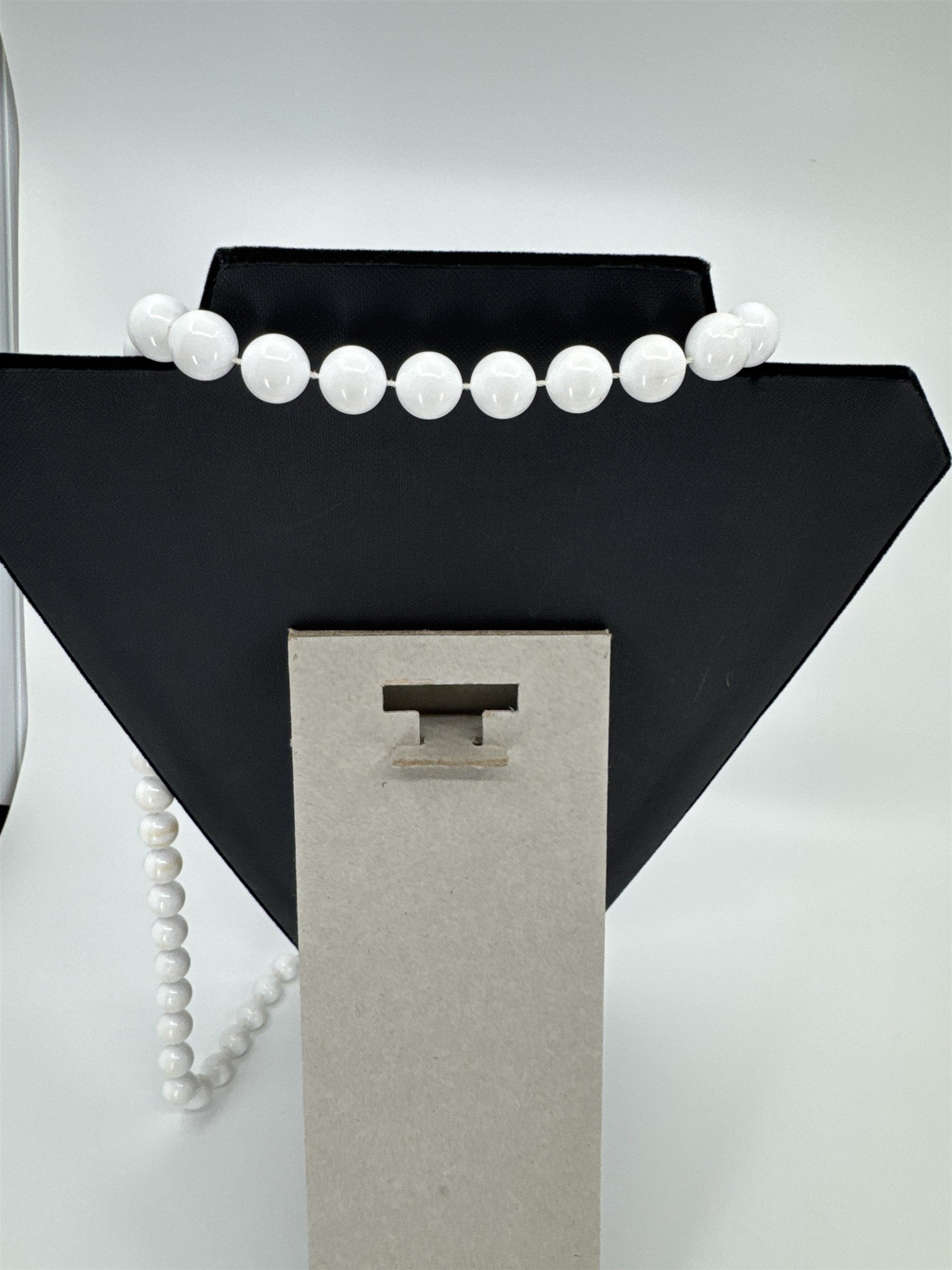 Vintage Costume Jewelry Necklace Thick White Beads