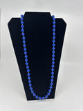 Vintage Blue Resin Beaded Necklace /w Gold Tone Beads Costume Jewelry