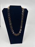 Vintage Womens Necklace Costume Jewelry Transparent Brown Discs /w Brown Specs