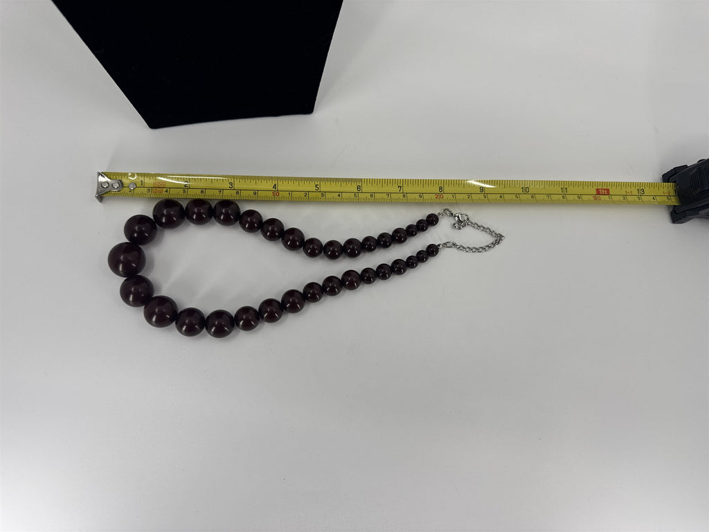 Vintage Womens Necklace Costume Jewelry Graduated Beads Brown / Dark Red