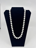 Vintage White Hard Resin Beaded Necklace /w Silver Tone Separator Beads