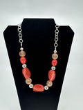 Vintage Womens Necklace Costume Jewelry Silver Translucent Chunky Boho Beads