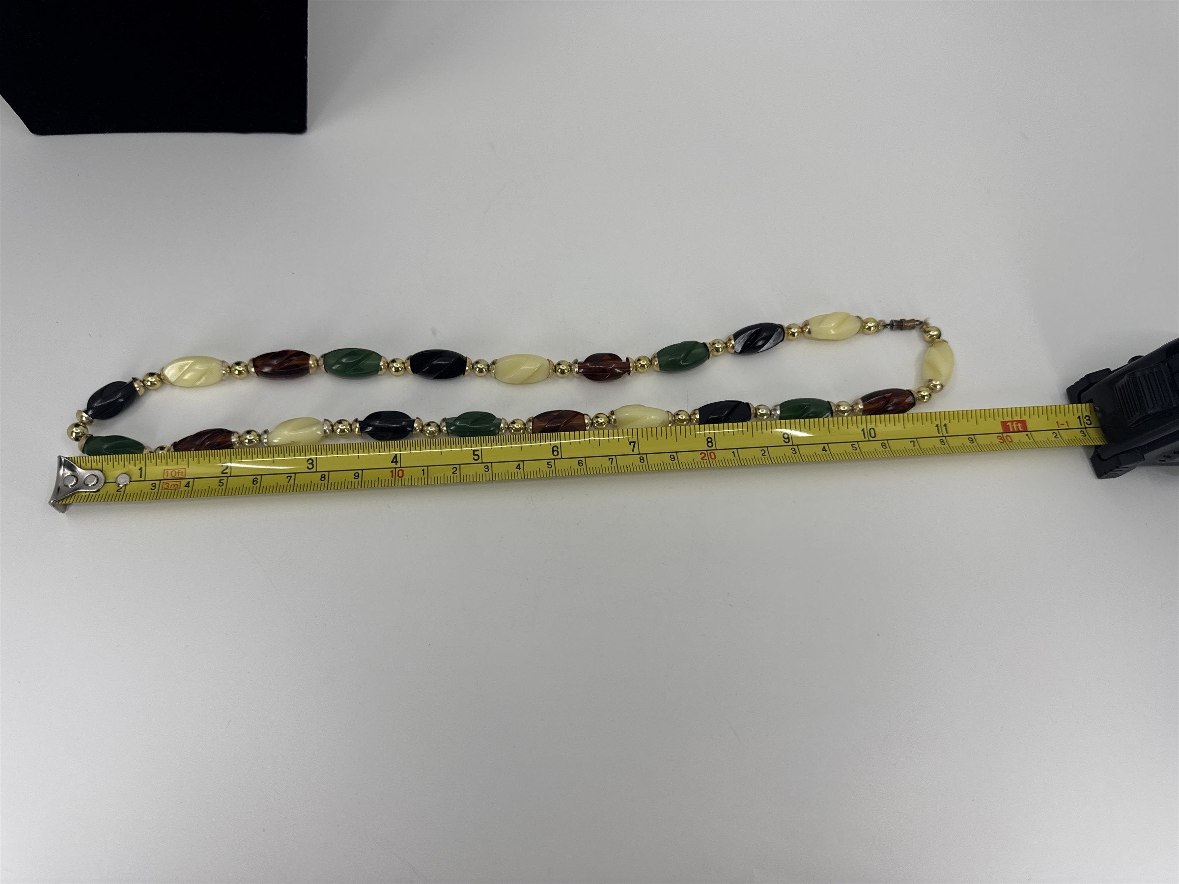 Vintage Womens Necklace Costume Jewelry Multicolored Elongated Twisted Beads