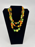 Vintage Crackled Glass Vibrant Necklace Hard Plastic or Lucite? Beaded 3-Strands