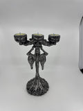 Skeleton & Skulls 3 Tealight Candle Holder Candelabra Composite Resin Halloween