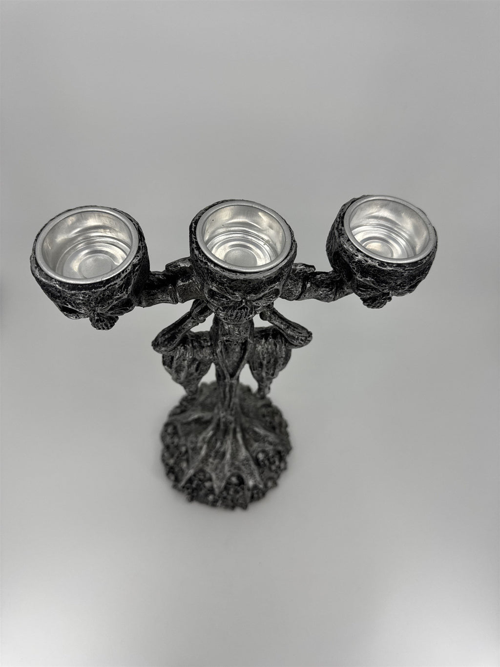 Skeleton & Skulls 3 Tealight Candle Holder Candelabra Composite Resin Halloween