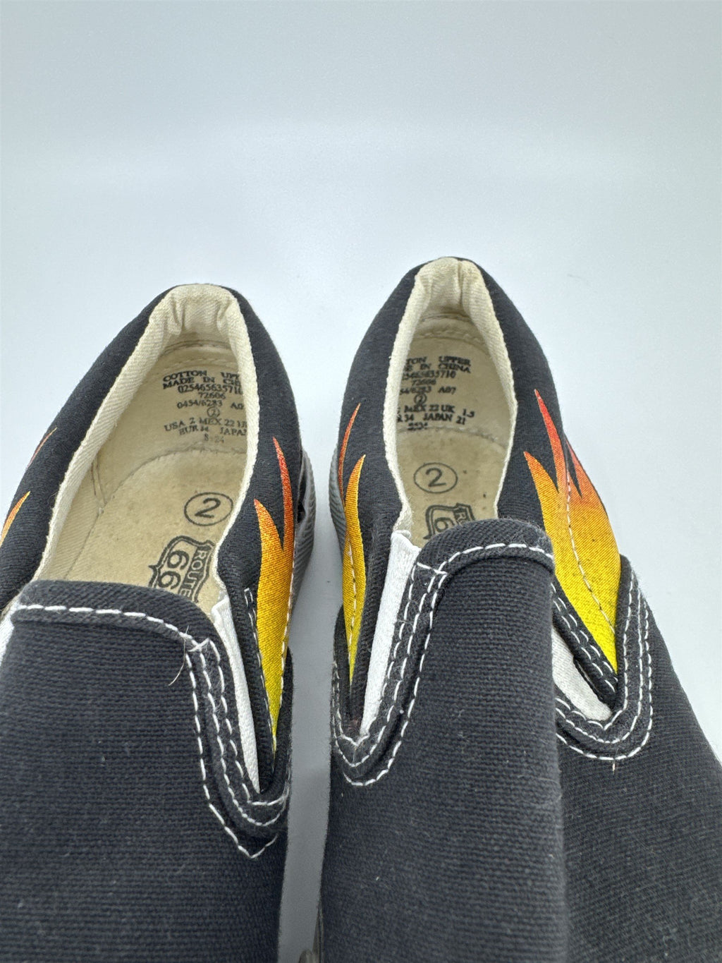 VTG Route 66 Canvas Shoes BURST FLAMES Cotton US 2 Model 72606