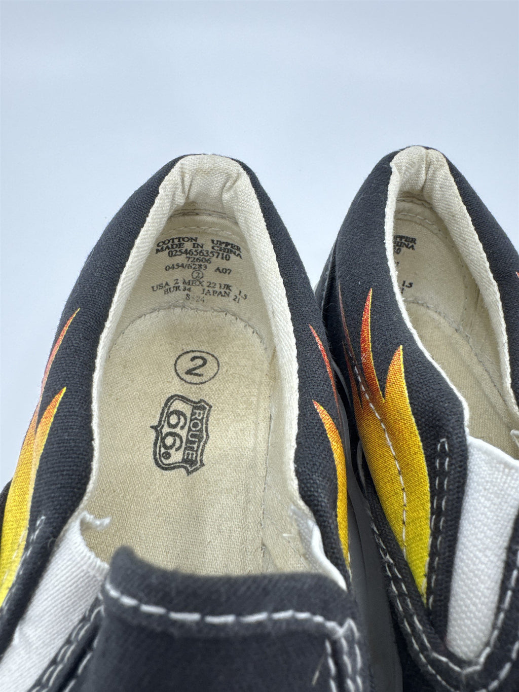 VTG Route 66 Canvas Shoes BURST FLAMES Cotton US 2 Model 72606