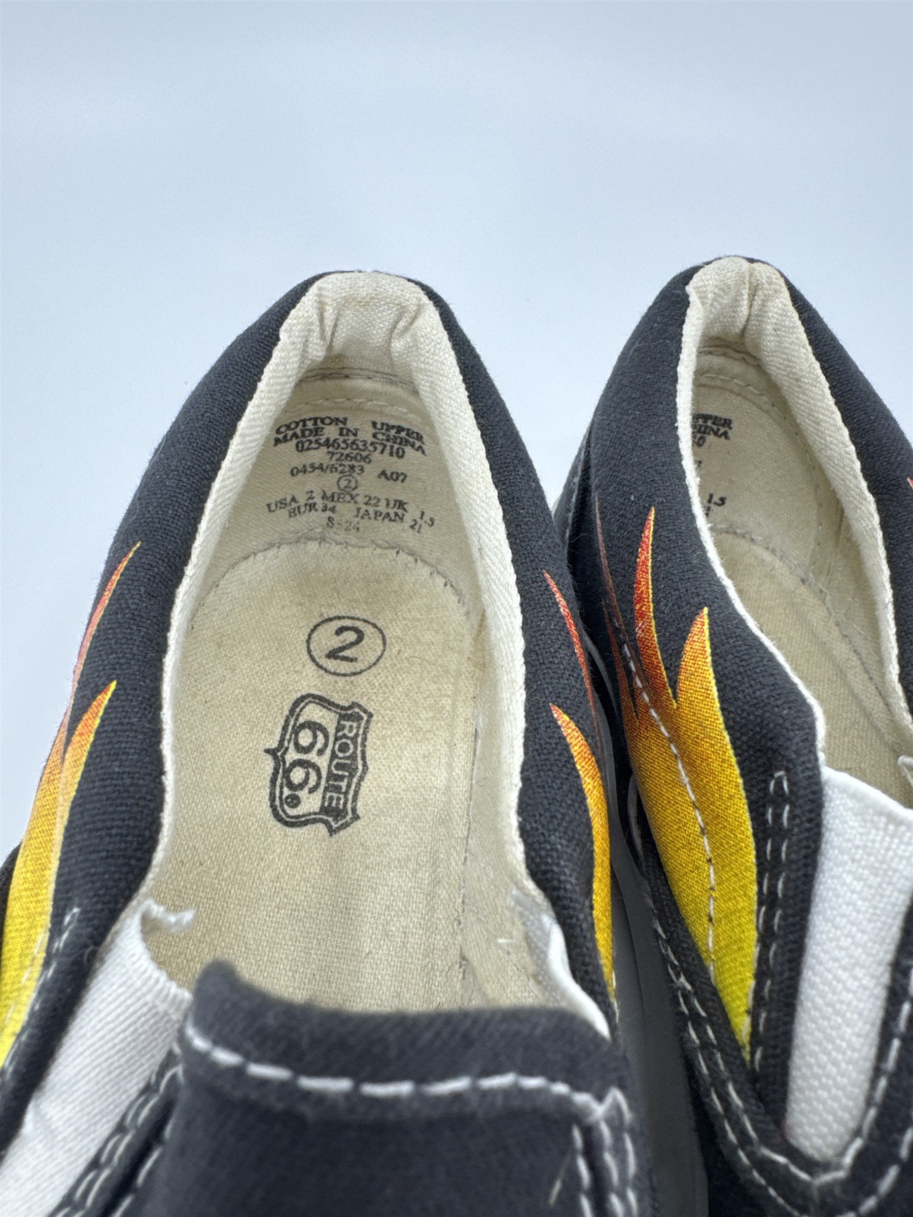 VTG Route 66 Canvas Shoes BURST FLAMES Cotton US 2 Model 72606