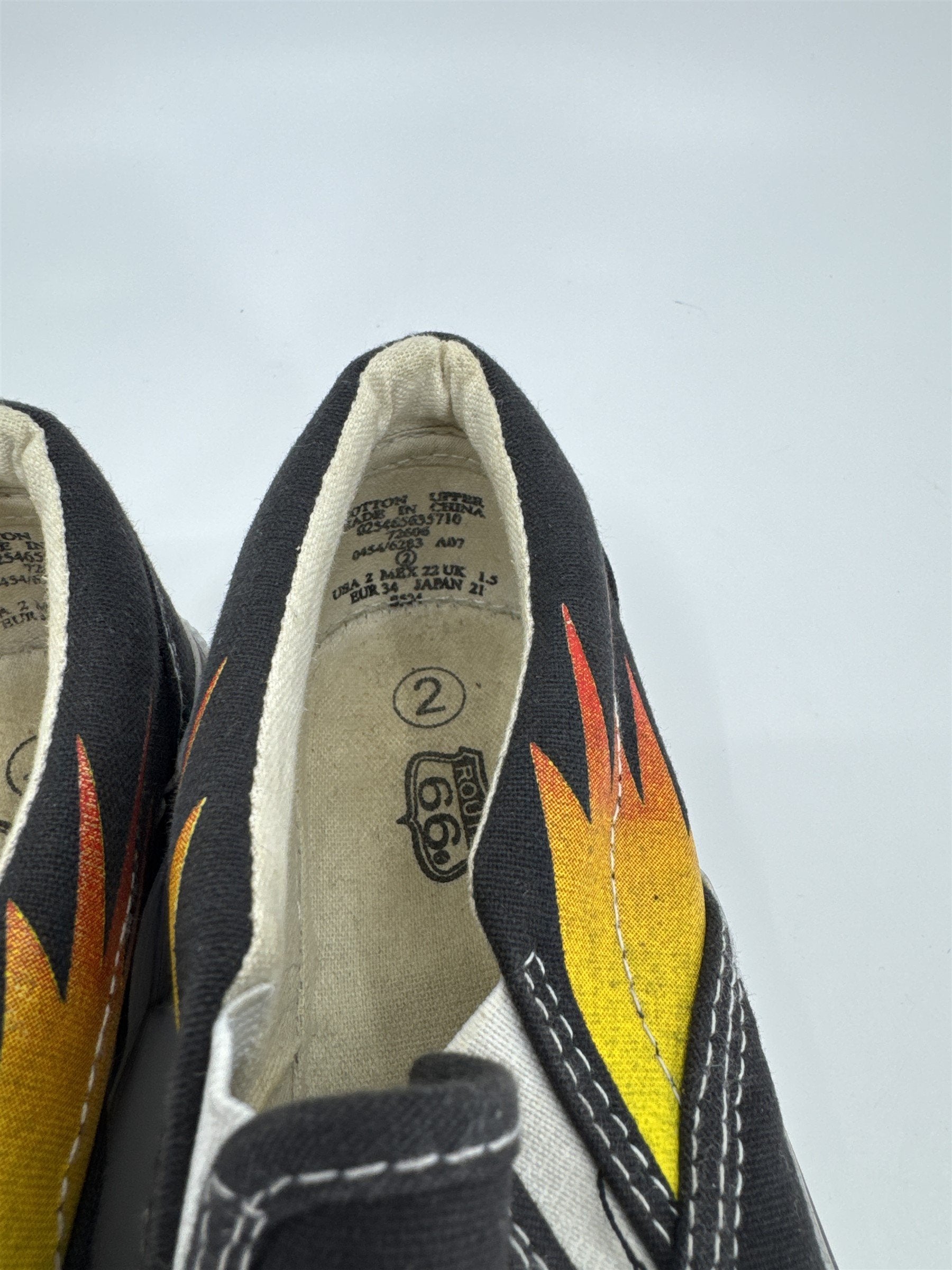 VTG Route 66 Canvas Shoes BURST FLAMES Cotton US 2 Model 72606