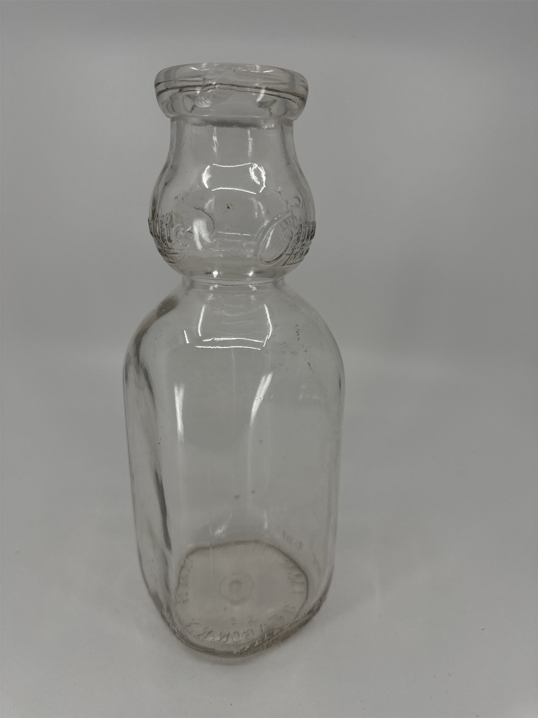 Vintage Emmadine Farms Inc. Beacon NY Glass Milk Jug (Chips)
