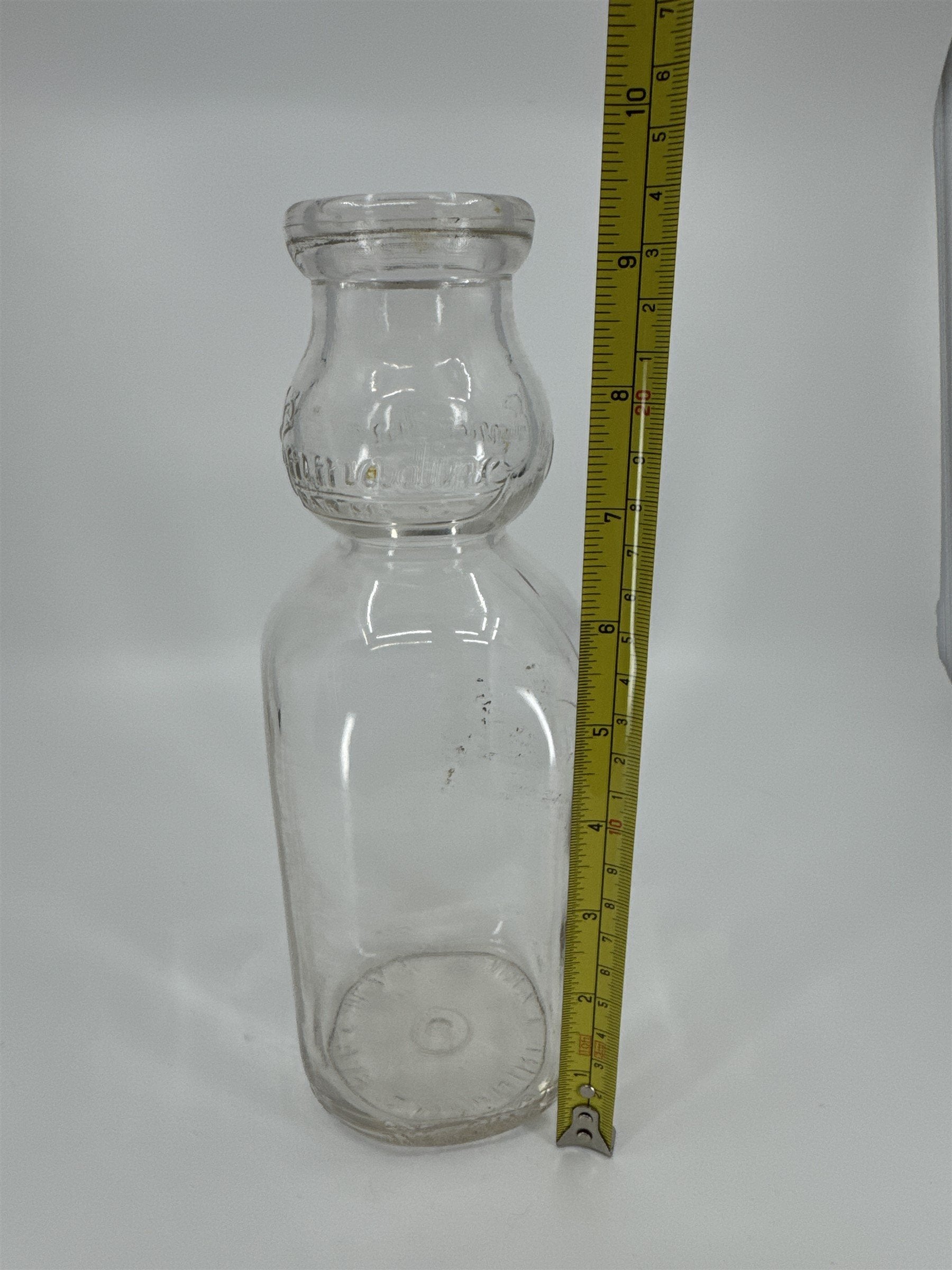 Vintage Emmadine Farms Inc. Beacon NY Glass Milk Jug (Chips)