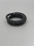 Vintage Metal Bangle Spiral Bracelet Metal Dots Wrap Bracelet Grey Metal 3 Wraps