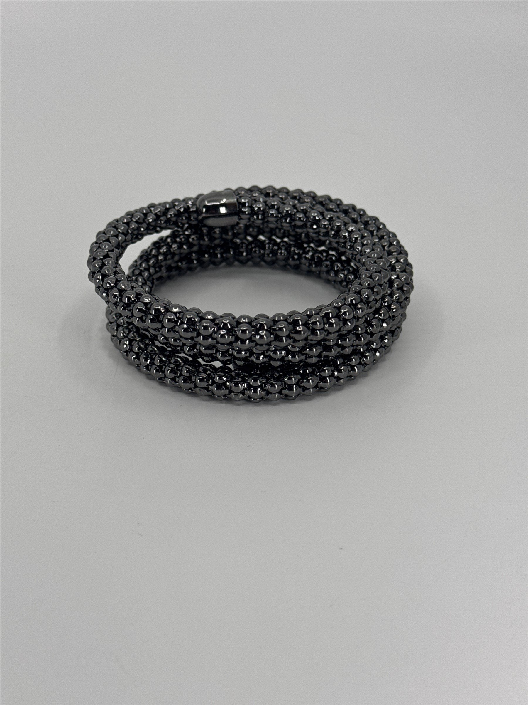 Vintage Metal Bangle Spiral Bracelet Metal Dots Wrap Bracelet Grey Metal 3 Wraps