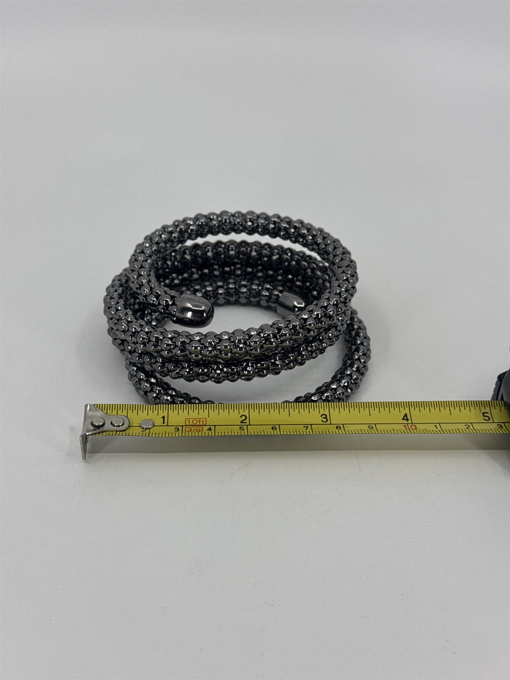 Vintage Metal Bangle Spiral Bracelet Metal Dots Wrap Bracelet Grey Metal 3 Wraps