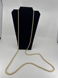 Vintage Extra Long Faux Champagne Pearl Beaded Necklace Shiny Metallic