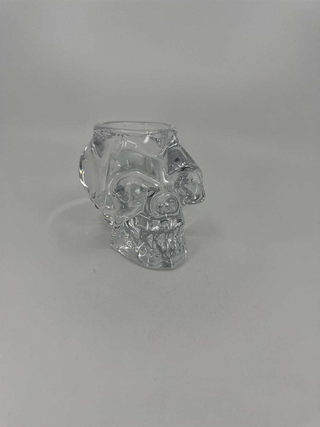 Heavy Glass Skull Paperweight Tealight Candle Holder Solid Glass