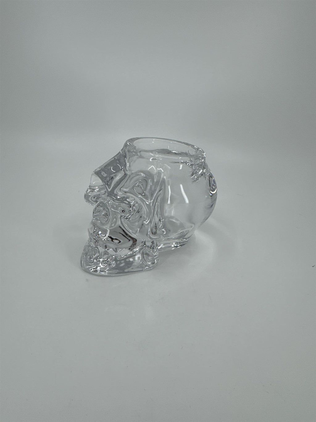 Heavy Glass Skull Paperweight Tealight Candle Holder Solid Glass