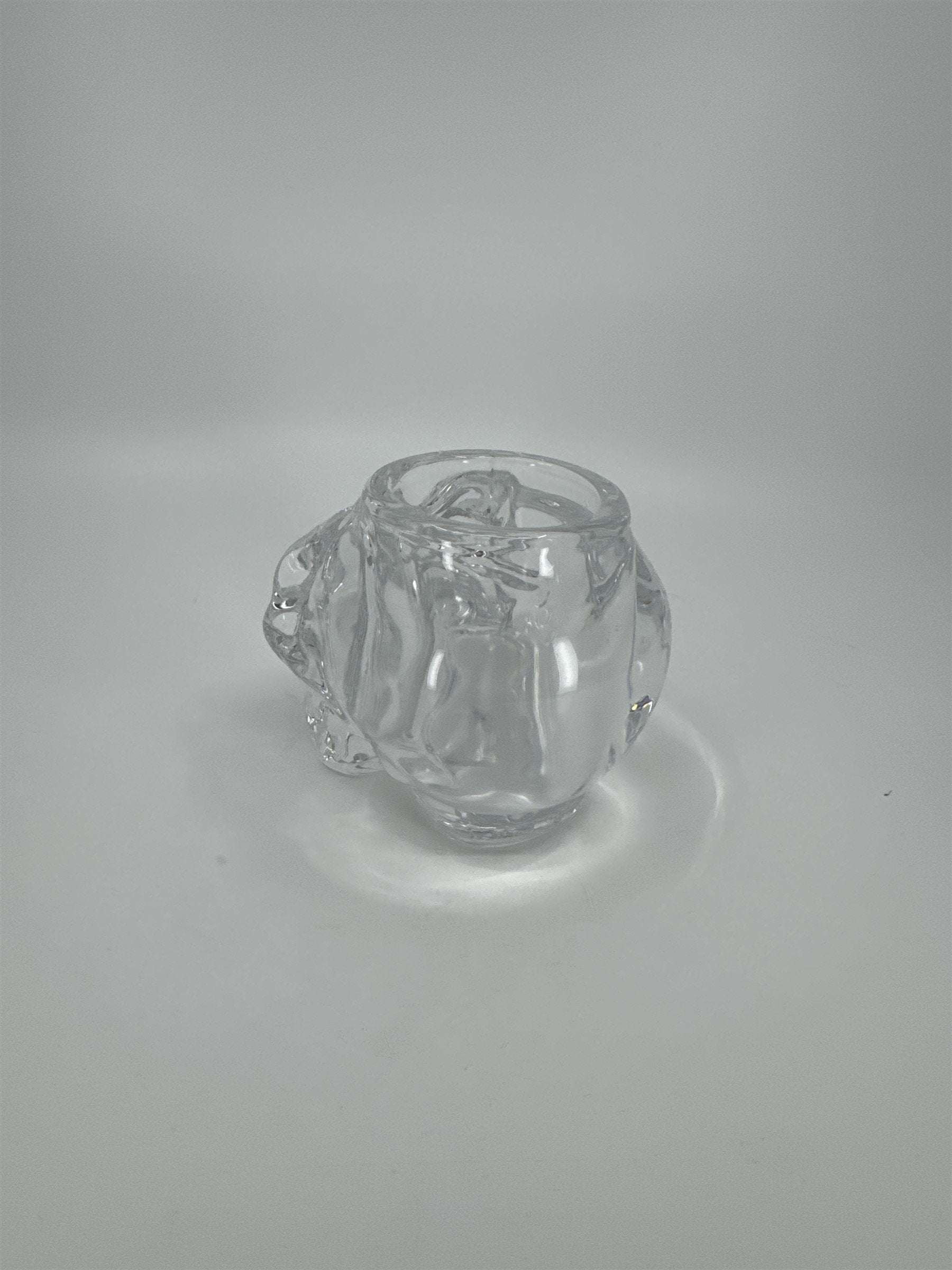 Heavy Glass Skull Paperweight Tealight Candle Holder Solid Glass