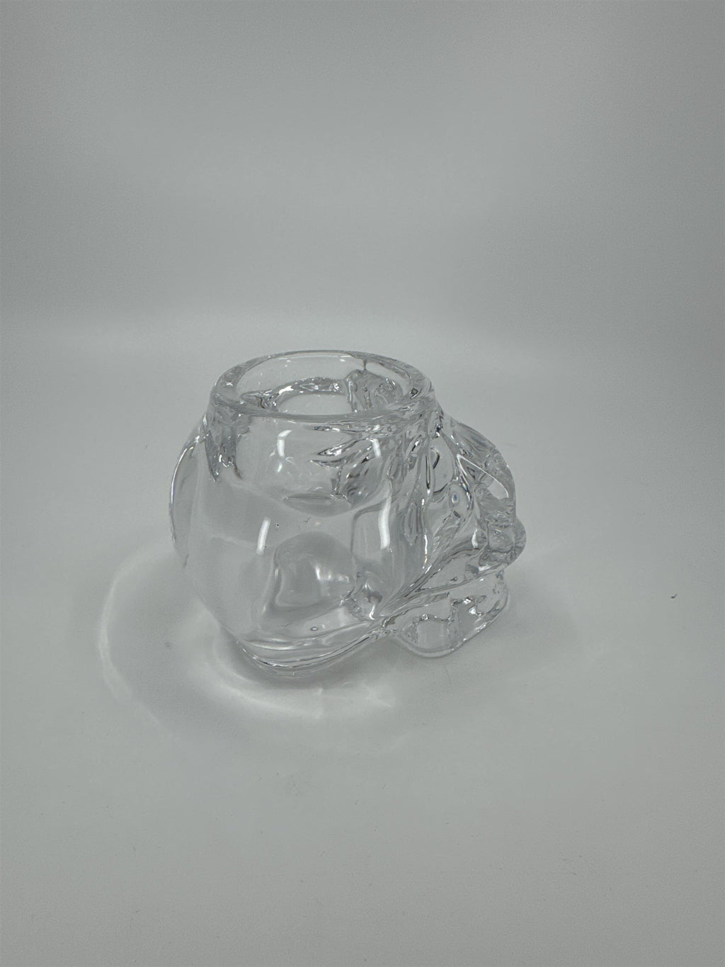 Heavy Glass Skull Paperweight Tealight Candle Holder Solid Glass