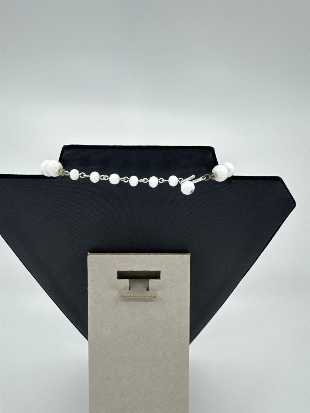Vintage JAPAN Costume Jewelry Faux Pearl Tapered Necklace