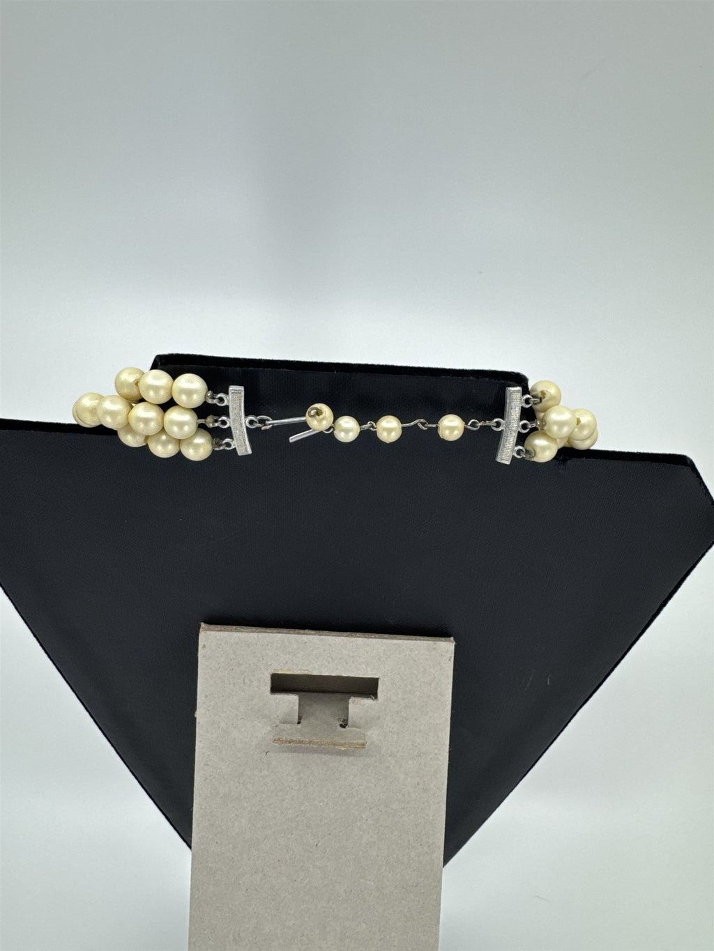 Vintage Hong Kong Costume Jewelry Faux Pearl 3-Strand Necklace