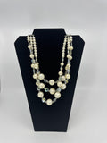 Vintage Costume Jewelry Faux Pearl Comet Asteroid Crystal Three-Strand Necklace