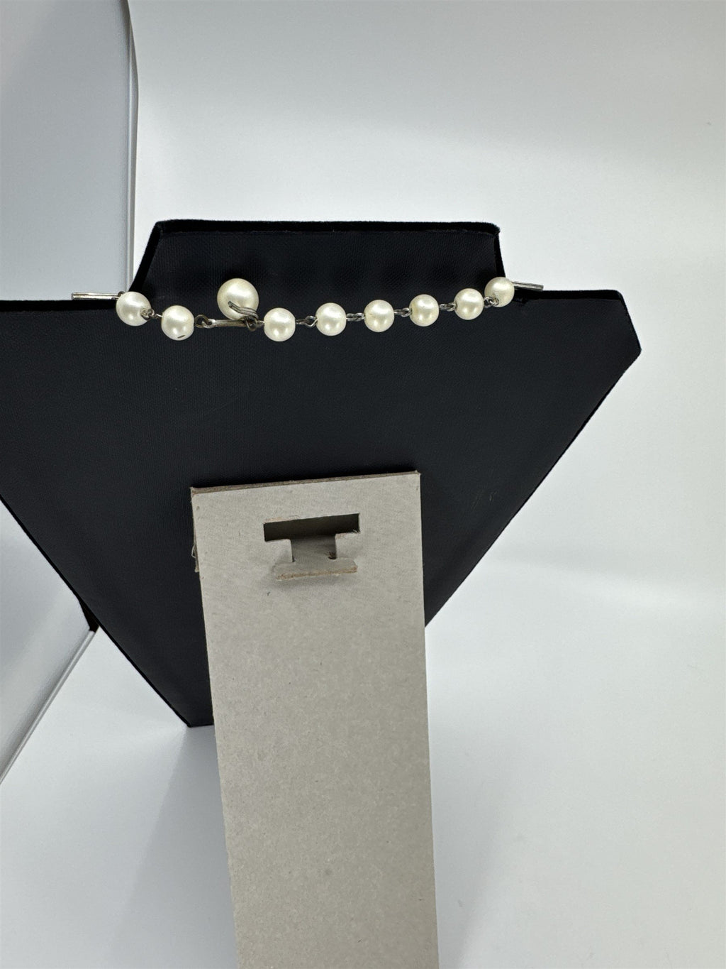 Vintage Costume Jewelry Faux Pearl Comet Asteroid Crystal Three-Strand Necklace