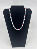 Vintage Womens Necklace Costume Jewelry Pink Blue and White Strung Beads