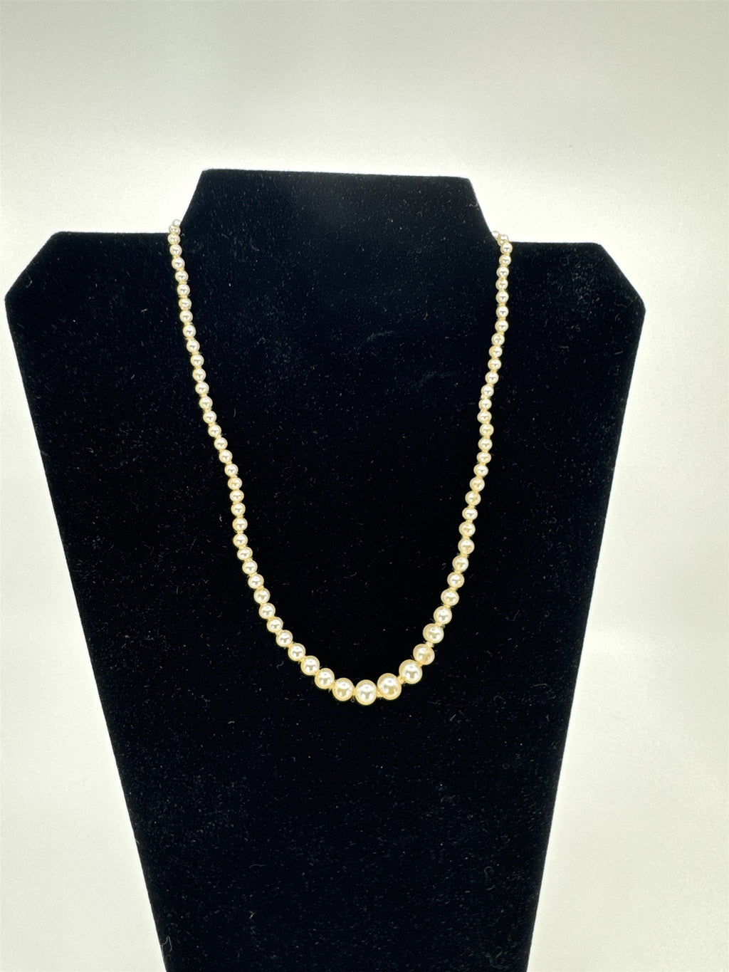 Vintage Sterling Silver Clasp Faux Champagne Pearl Necklace Individually Strung